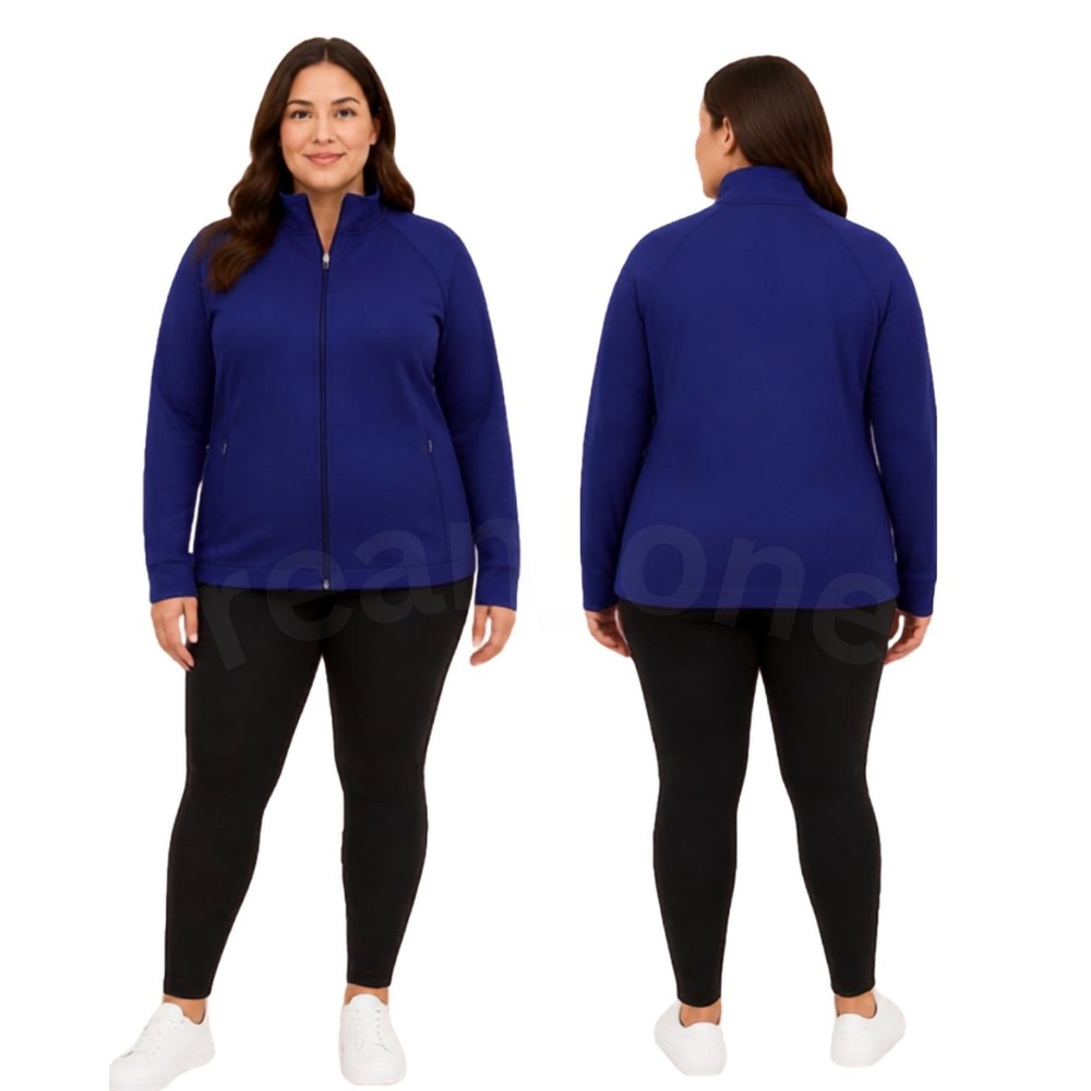 Lauren Ralph Lauren Royal Blue Full Zip Track Jacket Mock Neck Women's XL
